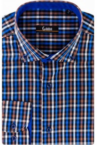 Camasa barbati regular fit albastra cu carouri
