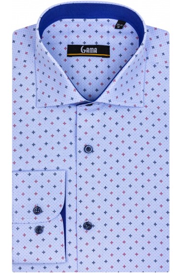 Camasa barbati regular bleu cu imprimeuri
