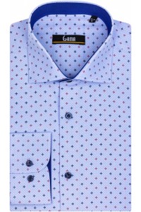 Camasa barbati regular bleu cu imprimeuri