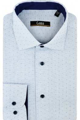 Camasa cu maneca lunga regular alba cu imprimeuri albastre