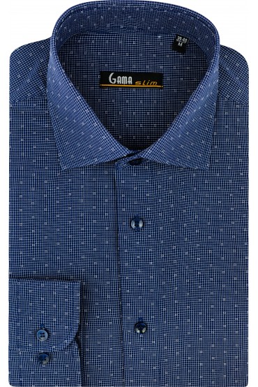 Camasa barbati slim fit bleumarin cu imprimeuri