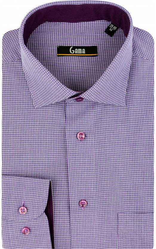 Camasa cu maneca lunga 2XL si 3XL mov cu carouri