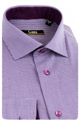 Camasa cu maneca lunga 2XL si 3XL mov cu carouri