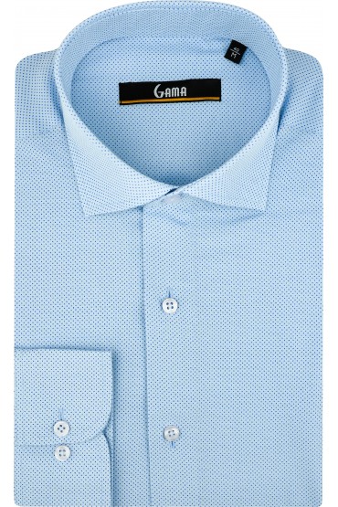 Camasa eleganta regular bleu cu imprimeuri