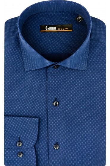 Camasa barbati slim fit bleumarin cu buline mici