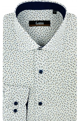 Camasa cu maneca lunga regular alba cu imprimeuri