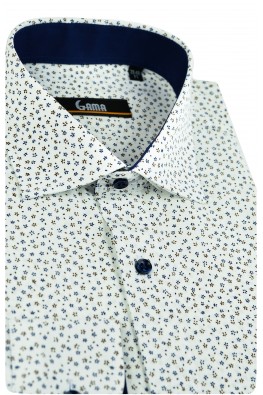 Camasa alba regular cu imprimeuri florale