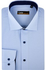 Camasa cu maneca lunga slim bleu cu imprimeuri