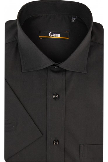 Camasa cu maneca scurta regular neagra uni