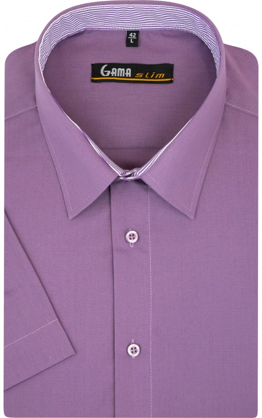 Camasa cu maneca scurta slim uni mov
