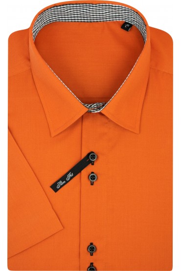 Camasa cu maneca scurta slim uni portocalie