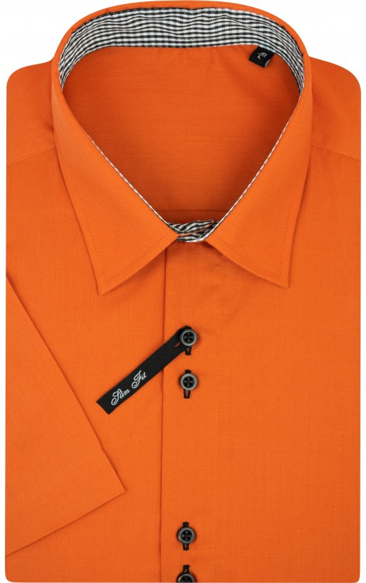 Camasa cu maneca scurta slim uni portocalie