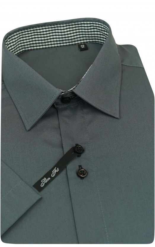 Camasa cu maneca scurta slim uni gri