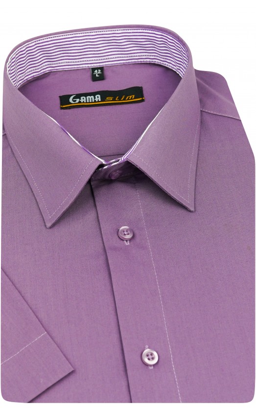 Camasa cu maneca scurta slim uni mov