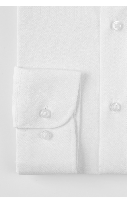 Camasa cu maneca lunga regular alba cu model in tesatura