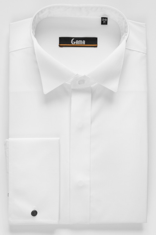 Camasa cu manseta pentru butoni si guler pentru papion regular alba