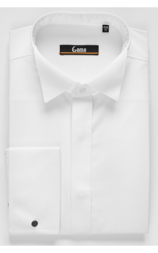 Camasa cu manseta pentru butoni si guler pentru papion regular alba