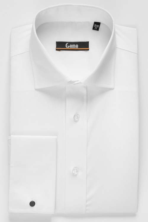 Camasa cu manseta pentru butoni slim alba