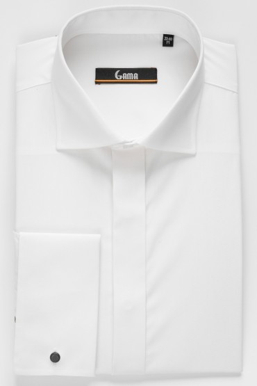 Camasa regular eleganta cu nasturi ascunsi si manseta dubla