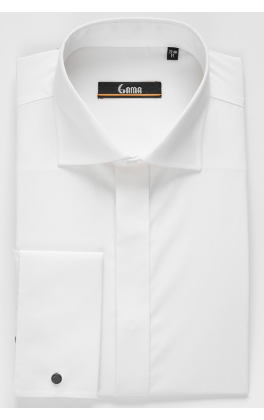 Camasa regular eleganta cu nasturi ascunsi si manseta dubla