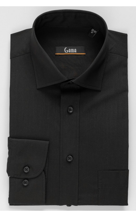 Camasa cu maneca lunga regular neagra uni