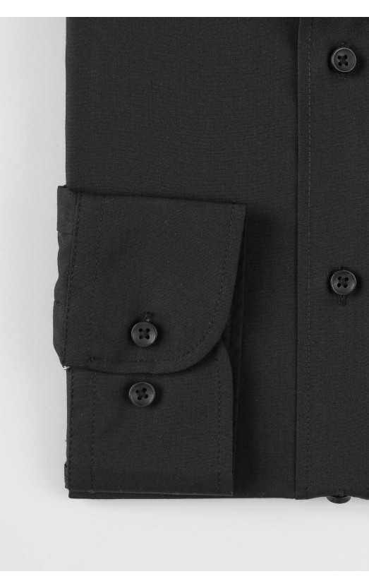 Camasa cu maneca lunga regular neagra uni