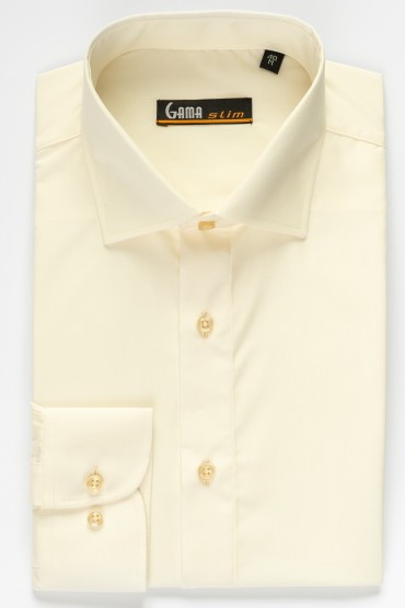 Camasa cu maneca lunga slim crem uni