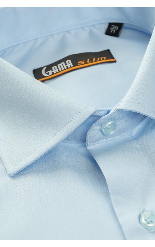 Camasa cu maneca lunga slim bleu uni