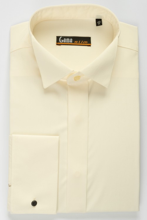 Camasa cu manseta pentru butoni si guler pentru papion slim ivory