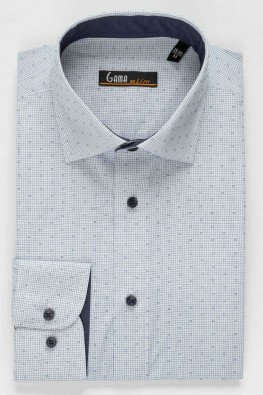 Camasa office cu carouri mici albastre