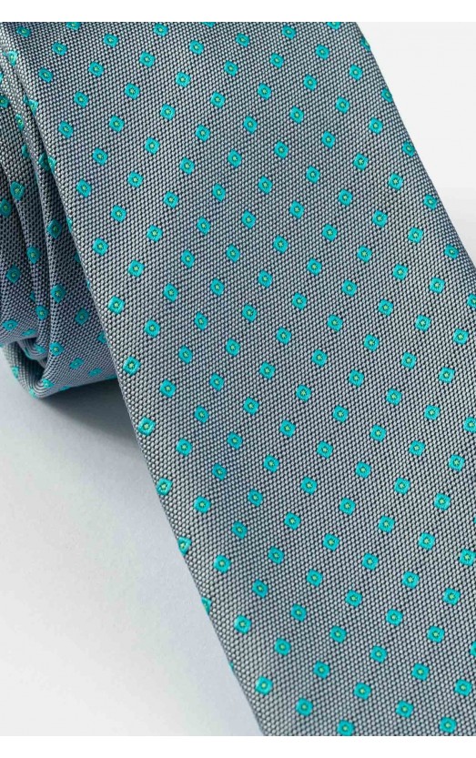 Cravata gri cu motive florale