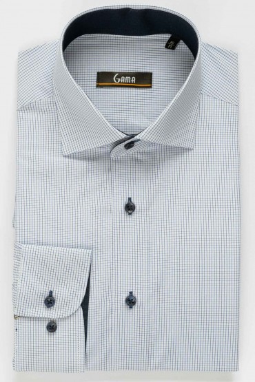 Camasa alba regular cu carouri