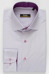 Camasa alba regular cu dungi lila