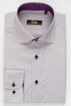 Camasa alba cu carouri mov regular fit