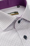 Camasa alba cu carouri mov regular fit