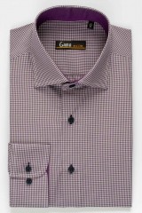 Camasa slim fit cu carouri mici mov