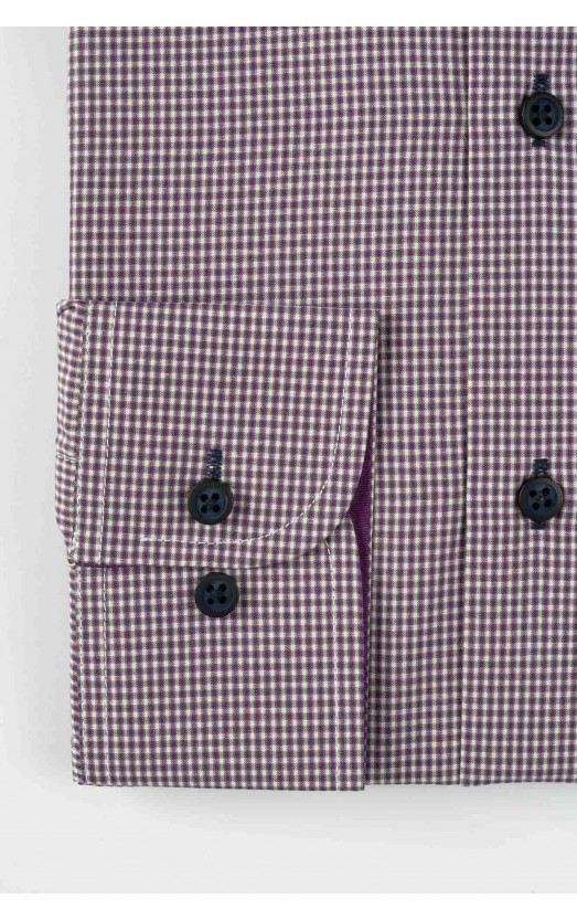 Camasa slim fit cu carouri mici mov