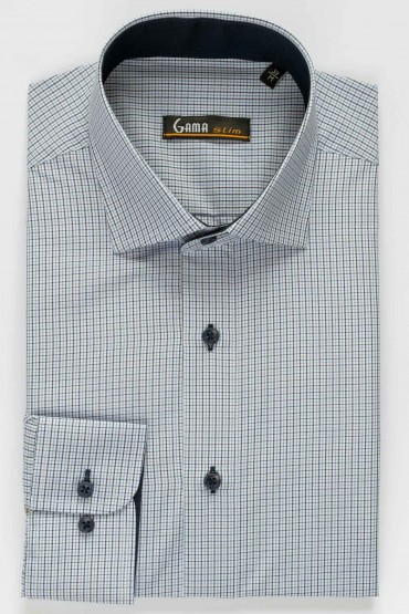 Camasa alba slim cu carouri