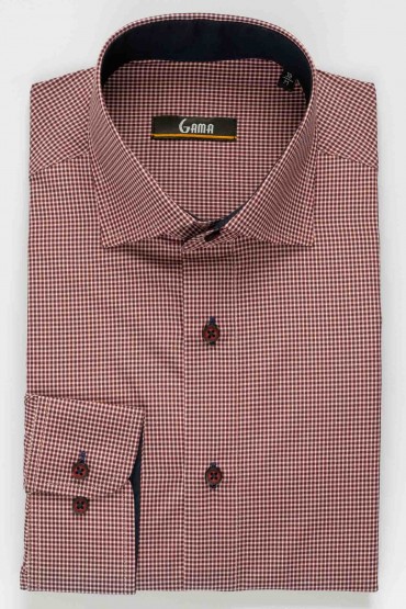 Camasa alba slim fit cu carouri mici