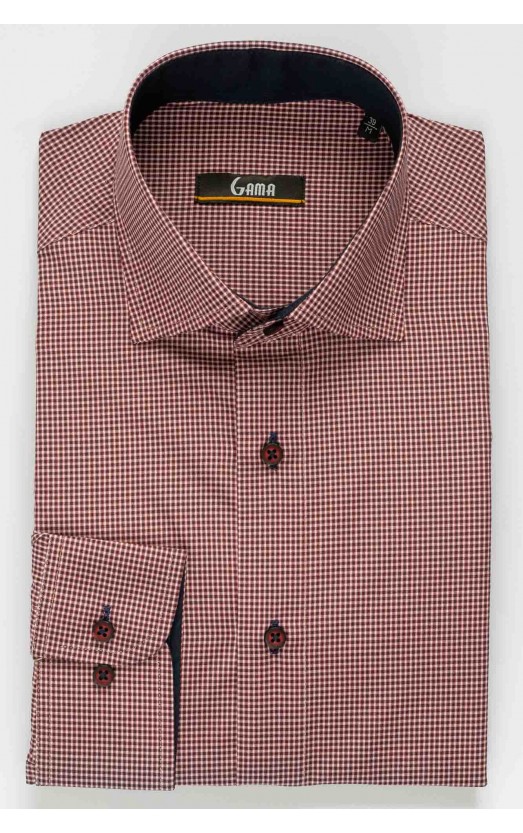 Camasa alba slim fit cu carouri mici
