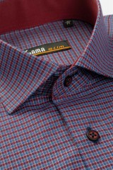 Camasa barbati slim fit cu carouri bordo