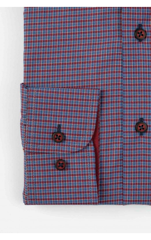 Camasa barbati slim fit cu carouri bordo