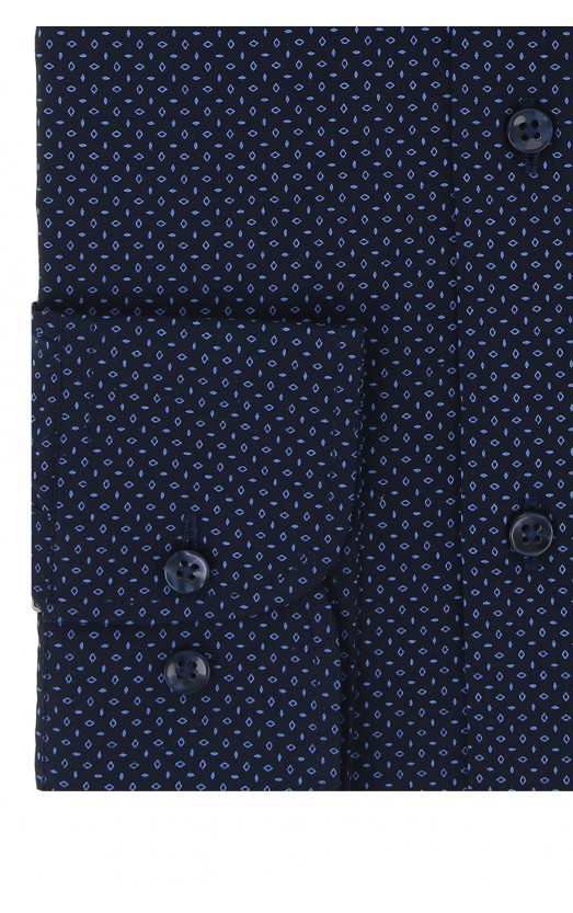 Camasa cu elastan regular bleumarin cu imprimeuri