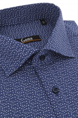 Camasa bumbac regular bleumarin cu imprimeuri