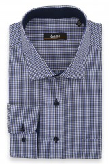 Camasa regular alba cu carouri negre si albastre