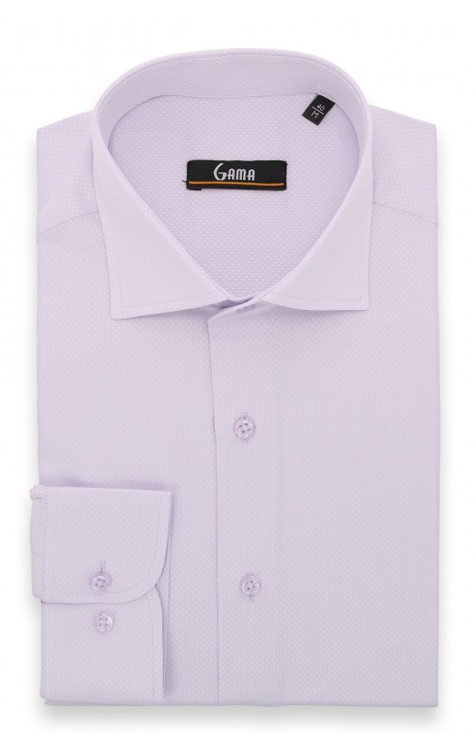 Camasa lila cu model in tesatura slim