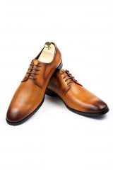 Pantofi barbati piele cognac Derby