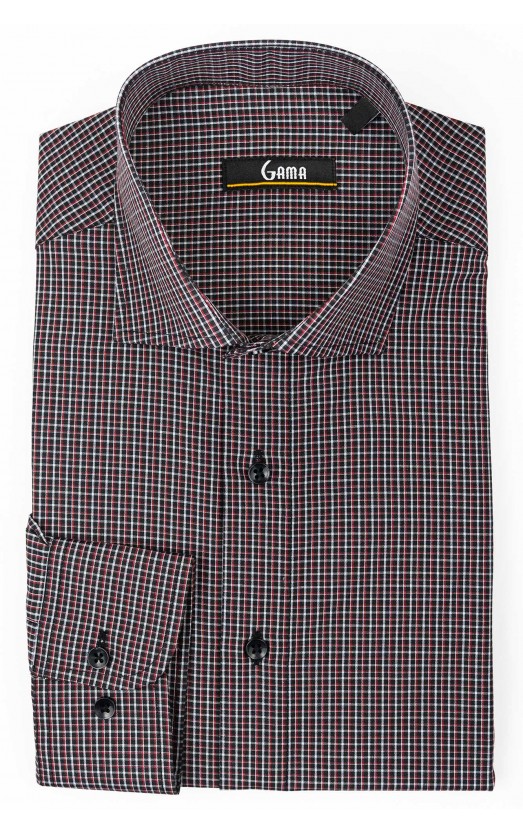 Camasa regular neagra cu carouri