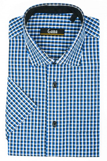 Camasa maneca scurta regular cu carouri albastre