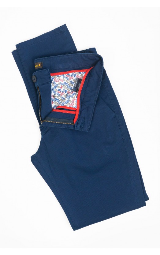 Pantaloni casual chino slim bumbac bleumarin